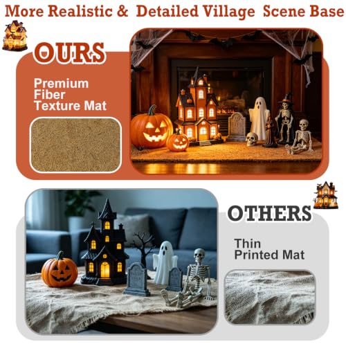 Natural Coconut Fiber Halloween Village Mat - 39.3" x 15.7" Fall Accent