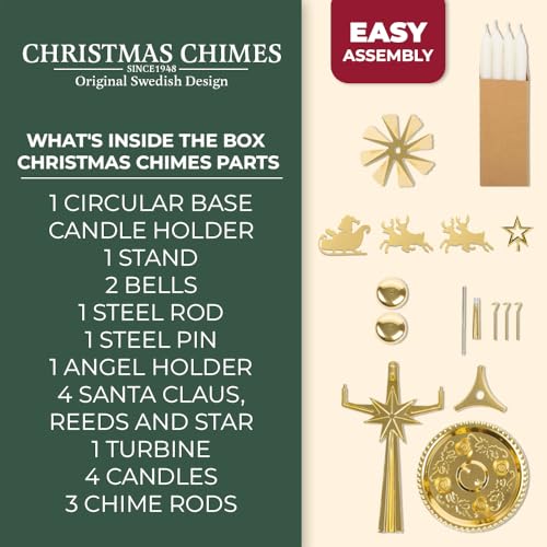 Swedish Brass Christmas Chimes Candle Carousel - Spinning Holiday Decor