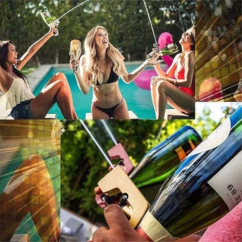 UPOFI Gold Champagne Gun for Parties - Reusable Plastic Beer & Sprayer with Adjustable Stopper