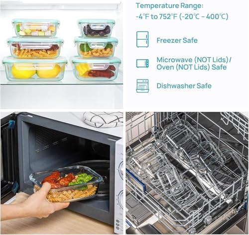 8-Pack Glass Food Storage Containers with Airtight Lids for Meal Prep