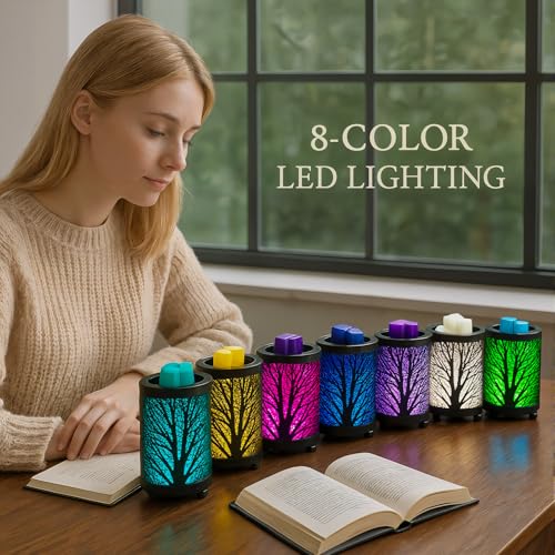 Electric Wax Melt Warmer with 7-Color LED Light - Forest Metal Design