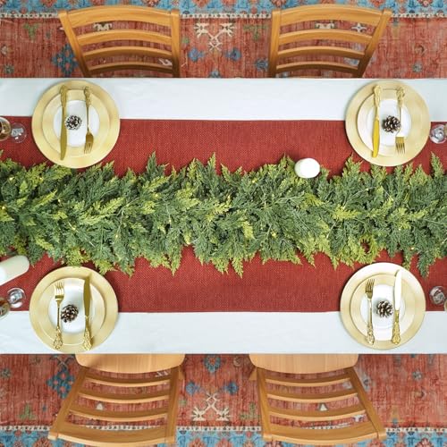 9FT Real Touch Christmas Cedar Garland Thick & Lush - Cedar-9 Ft / 1