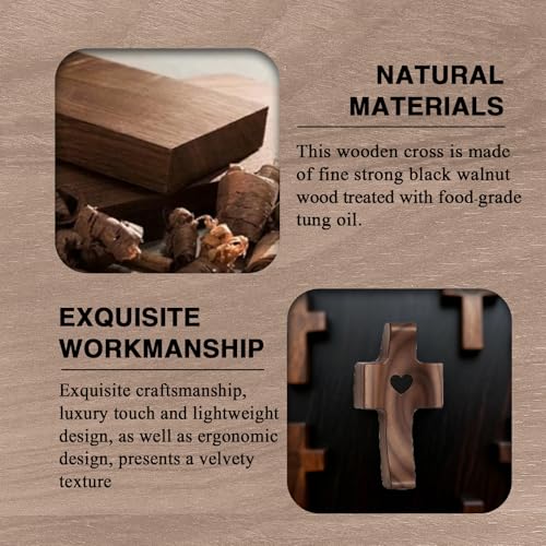 Wooden Pocket Prayer Crosses - Comforting Handheld Crosses (6 Pack)