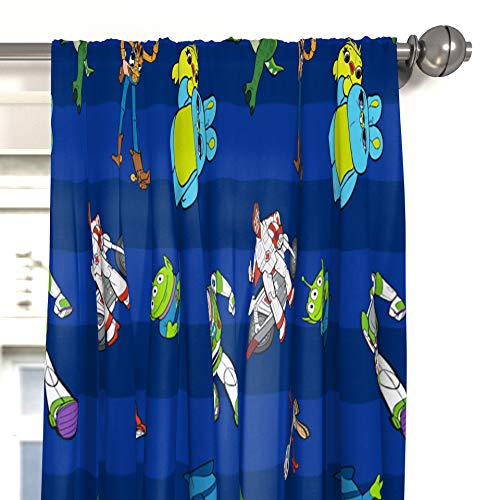 Kids Character Window Drapes 84-Inch Curtain Set with Tiebacks, Blue