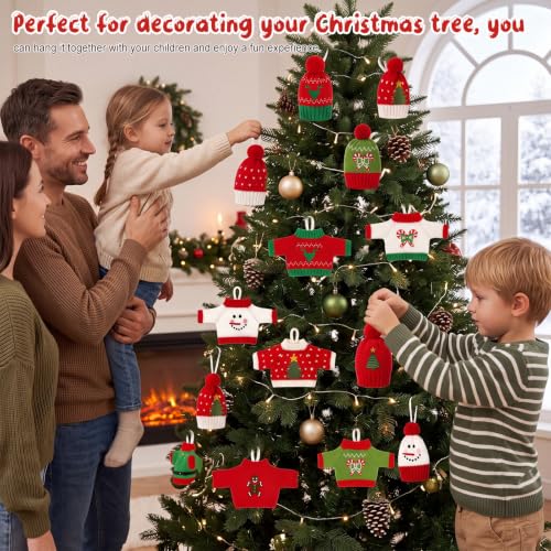 Harrycle Embroidery 14 Pcs Crochet Ugly Christmas Sweater Ornaments Kit