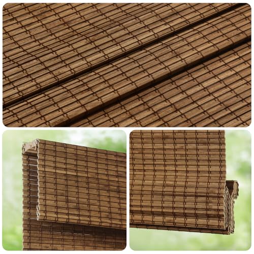 Cordless Bamboo Roman Shades 34.5x48 | Room Darkening Blinds