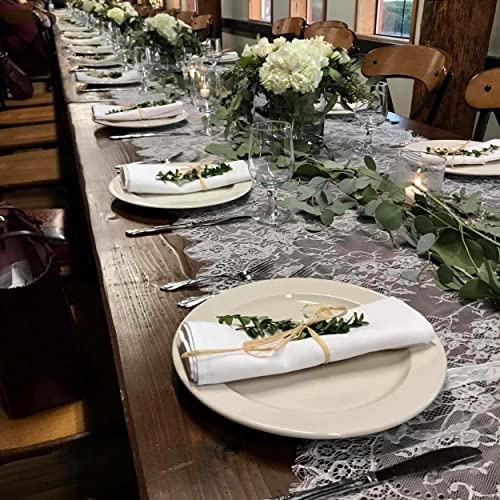 3-Pack White Lace Table Runner 14 x 120 Inch Embroidered Boho Table Decor