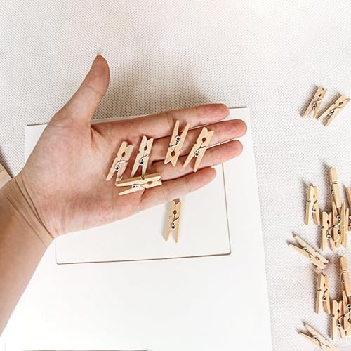 100 Mini Wooden Clothes Pins for Photos with 328ft Jute Twine Set