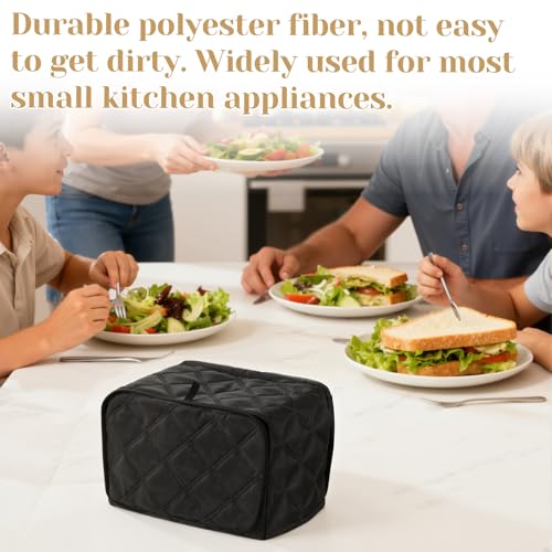 Quilted 2-Slice Toaster Cover - Universal Dust Protector, Black