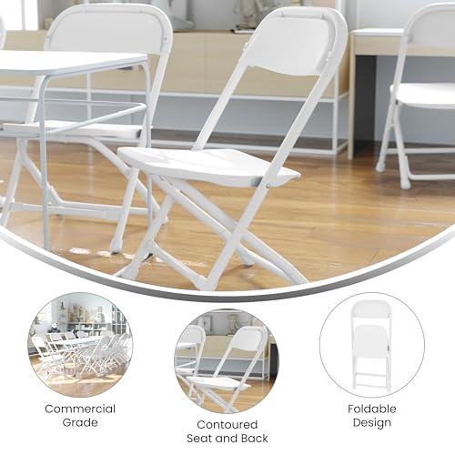 White Kids Folding Chairs Set of 10 for Classroom & Events | Flash Furniture Timmy