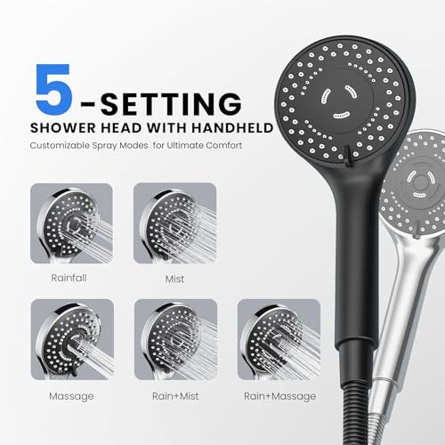 Dual Rain Shower Head Combo with Handheld, 10-Inch & Extension Arm