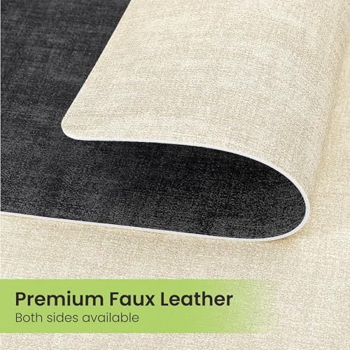 Reversible Faux Leather Placemats Set of 6 with Coasters, Wipeable & Non-Slip