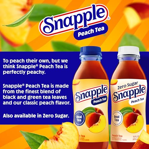 Snapple Zero Sugar Peach Tea 16 fl oz Bottles Pack of 12