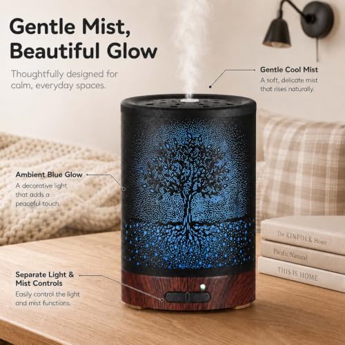 Metal Essential Oil Diffuser with LED Lights, Cool Mist Humidifier
