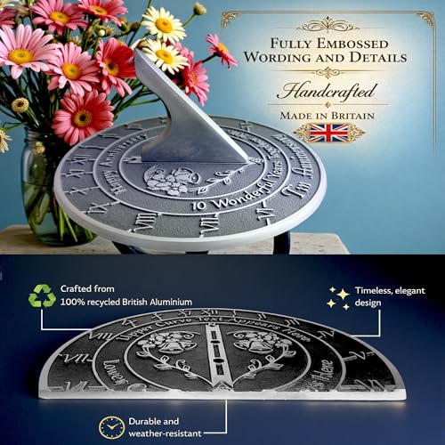 10th Anniversary Sundial Gift - Handmade Aluminum Tin Anniversary Present