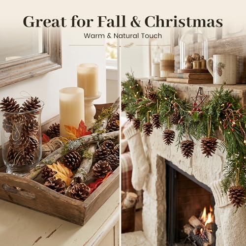 18-Piece Natural Hanging Pine Cones (1.5"-2.5") - Rustic Holiday Decor