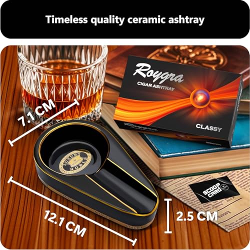 Ceramic Cigar Ashtray for Patio and Home - Heat-Resistant Single Slot