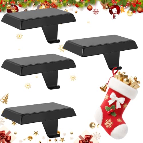 Adjustable Christmas Stocking Holders for Fireplace Mantle - 4 Pack