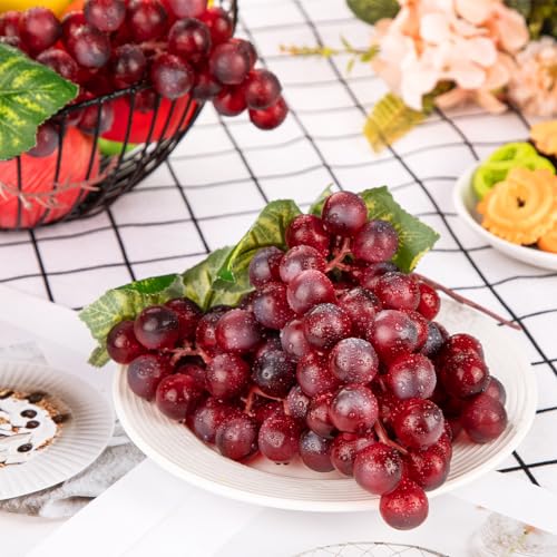 Lifelike Artificial Red Grapes - 4 Bunches for Decor & Crafts