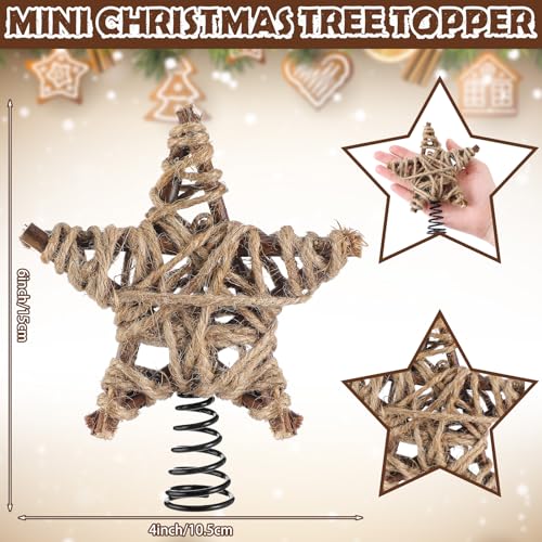 Mini Rustic Star Christmas Tree Topper - 6 Inch Woven Farmhouse Decor