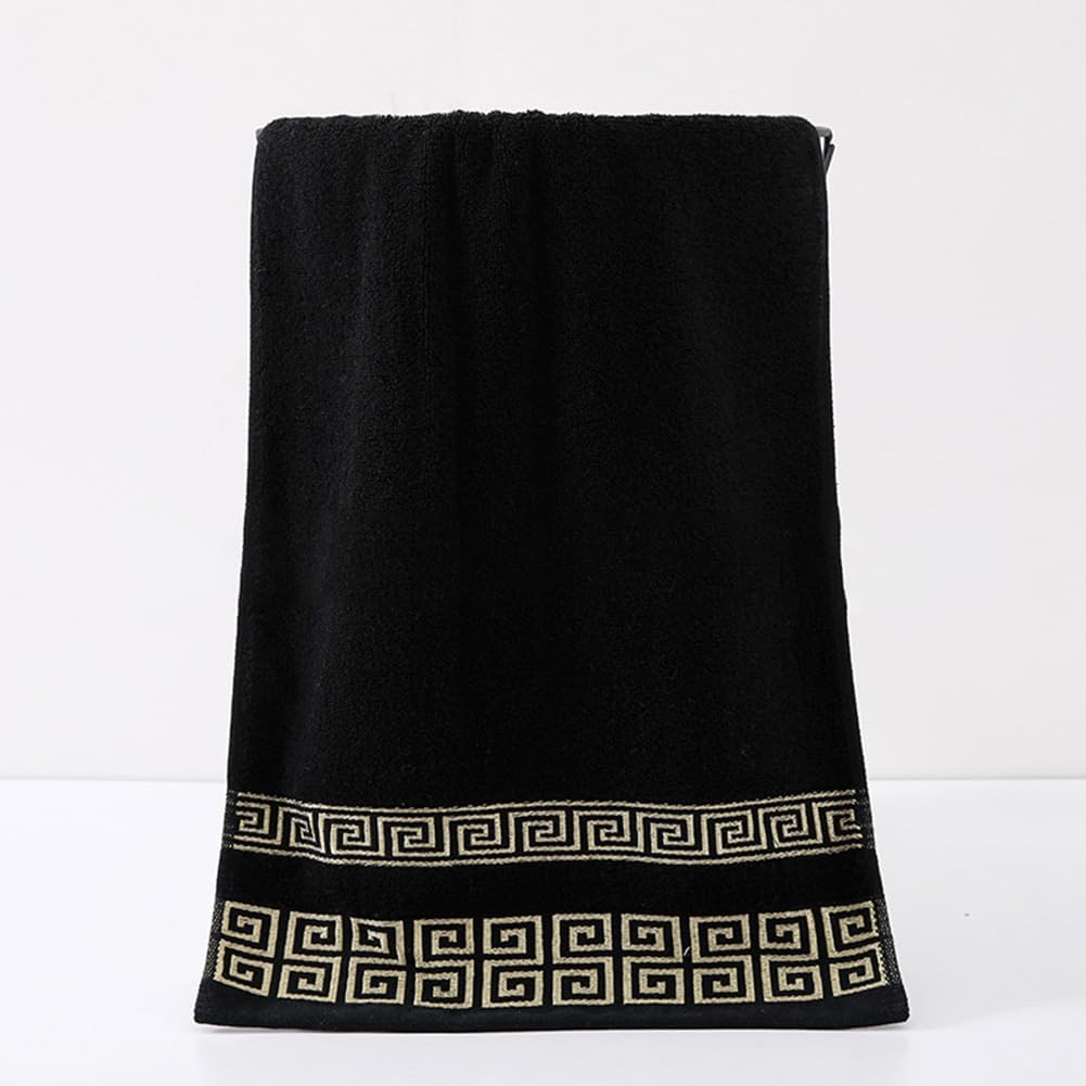 Skiennix Embroidered Bath Towel Set - 100% Cotton, Super Soft & Highly Absorbent | 3-Piece Set in Black