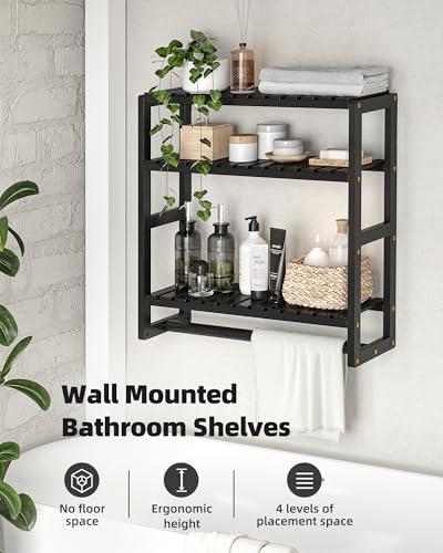 Galood 3-Tier Over the Toilet Storage Shelf - Wall Mounted Bamboo Organizer