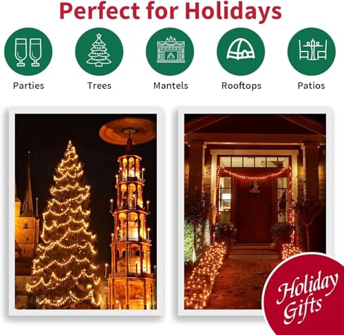 33ft 100 LED Orange Waterproof String Lights - 16 Modes Plug-in Fall Decor
