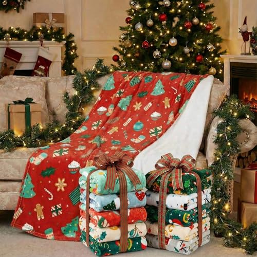 Fanfanwin 10-Pack Christmas Throw Blankets 51 x 59 Inch, Festive Holiday Decor