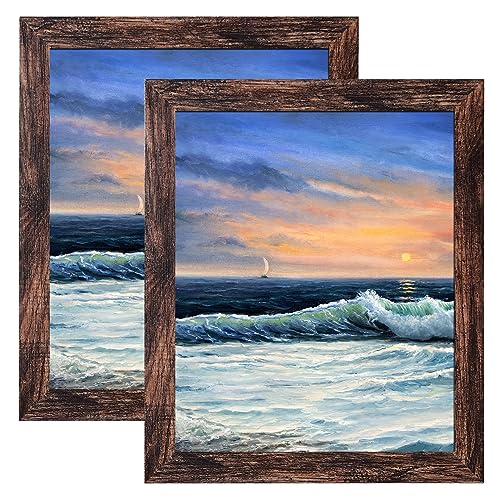 8x10 Rustic Brown Picture Frame 2-Pack for Wall & Tabletop Display