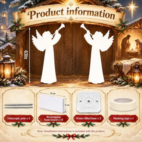 Capoda 2-Pack Life Size Christmas Angel Cardboard Cutouts - 5.3 Ft Nativity Decor
