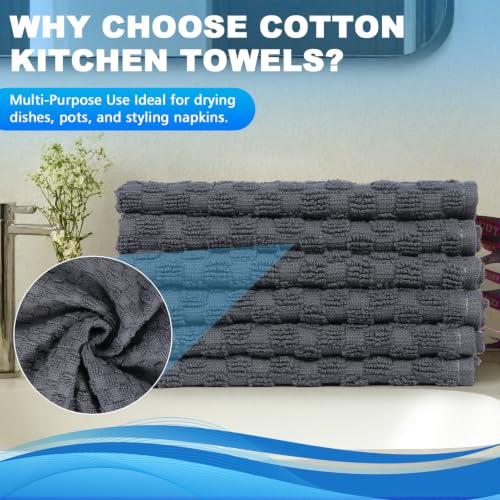 Keith Lun Grey 6 Pack 12x12 Inch Cotton Washcloths - Soft & Absorbent