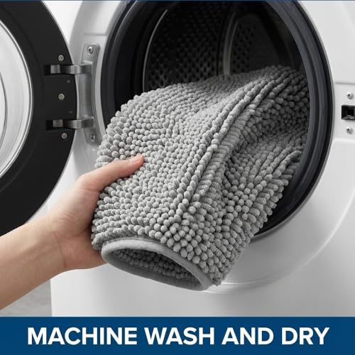 Catabatic 2-Piece Chenille Bathroom Rug Set, Non-Slip Absorbent Bath Mat