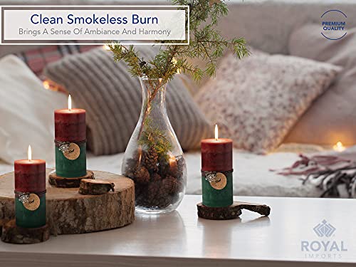 Christmas Candles Set - Red Green Ombre Pillar Candles 6 Pack - 6 Inches