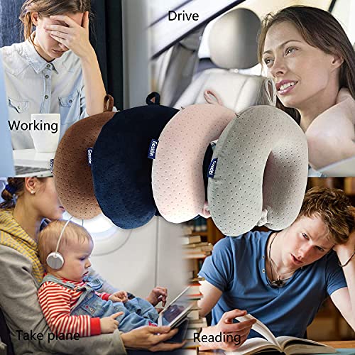 Memory Foam Travel Neck Pillow - U Shape Velvet Support for Head & Neck Relief