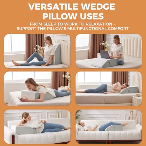 Memory Foam Leg Elevation Pillow for Swelling & Pain Relief - 23.6x16.8x8in