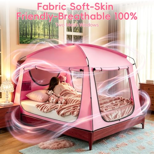 Indoor Privacy Sleep Canopy, 90% Blackout Bed Tent with Breathable Mesh