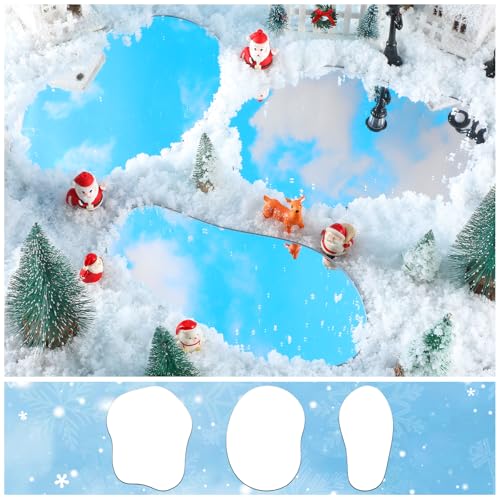 Christmas Village Mirror Lake Accessories - 3 Pack Holiday Ice Pond Decor