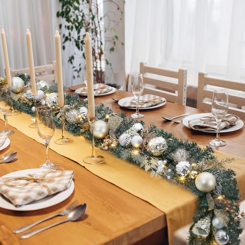 FairyLee 6ft Gold Battery-Operated Christmas Garland with 20 LED Lights & Timer