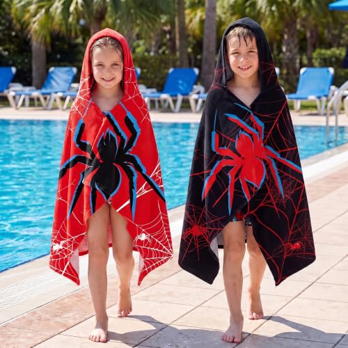 Peryiter 2-Pack Spider Hooded Beach Towels - Quick Dry & Soft, 58" x 28"
