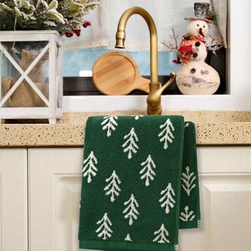 Jacquotha Christmas Hand Towels Set of 2 - Holiday Pine Tree Kitchen & Bathroom Decor