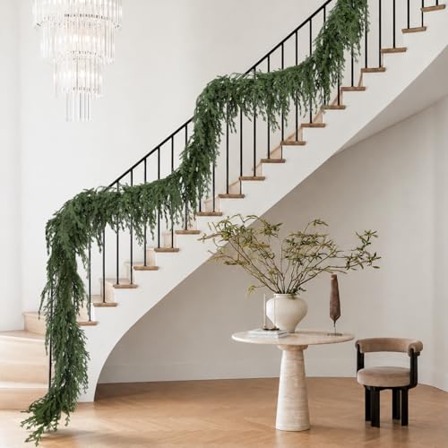 HOHOTIME Upgraded 9ft Christmas Norfolk Pine Garland - Real Touch Greenery Decoration