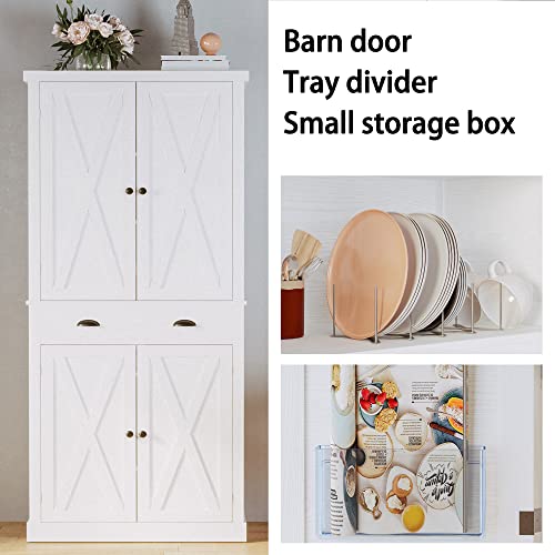 Tall Storage Cabinet with Drawer and Adjustable Shelves for Living Room