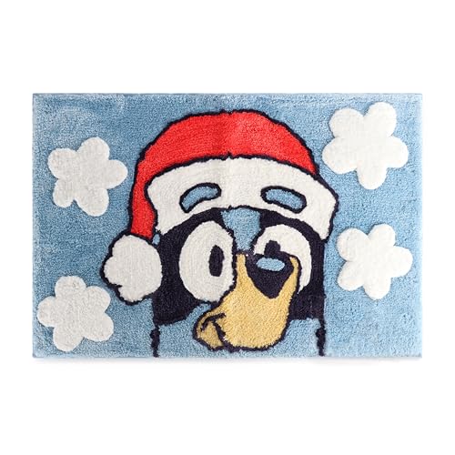 Bluey Kids Bath Rug 20 x 30 - Non-Slip Tufted Plush Mat with Latex Backing, Official Licensed Blue - Bluey
