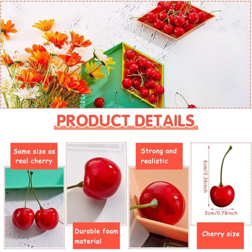 50 Pieces Artificial Cherries for Home Decor and Party Favors