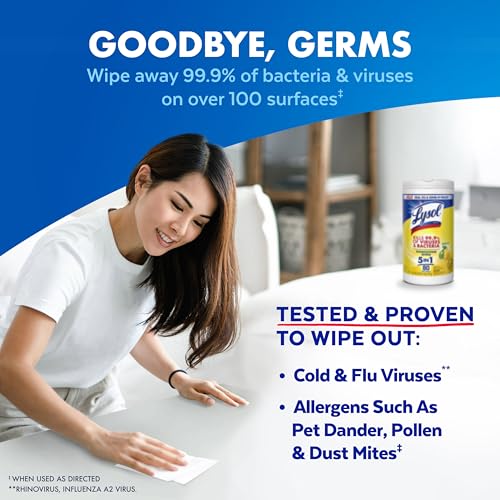 Lysol Disinfecting Wipes Multi-Surface Lemon 80 Count 3 Pack