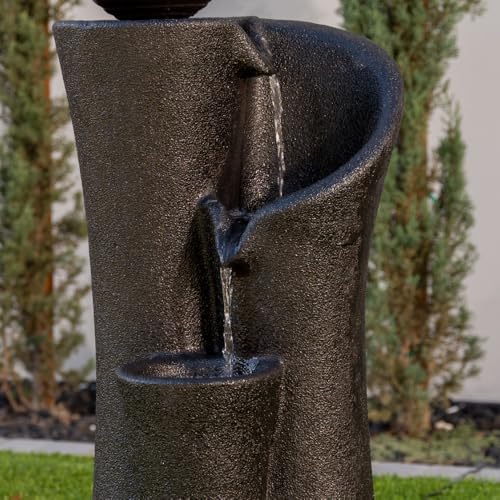 41-Inch Modern Sphere Cascading Floor Fountain with LED Lights