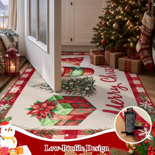 Ileading Christmas Indoor Doormat 32x48in Red Merry Xmas – Washable Mud & Dirt Absorbent