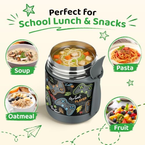 Kids Insulated Food Jar 10oz Stainless Steel Vacuum Soup Thermos with Spoon