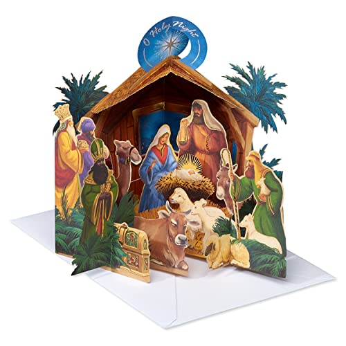 American Greetings Spirit of the Season Religious Nativity Pop Up Christmas Card - O Holy Night Scene