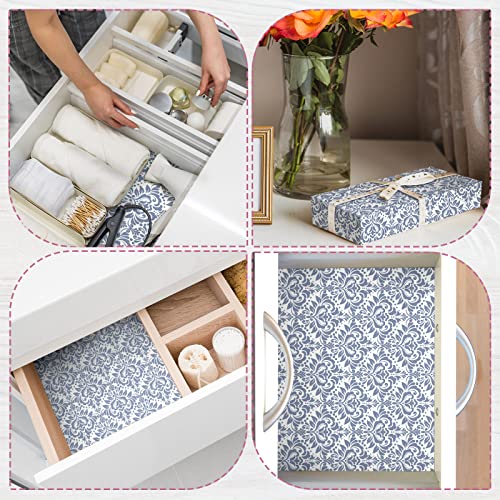 Lavender Scented Drawer Liners - Damask Print Non-Adhesive Shelf Paper, 10 Sheets